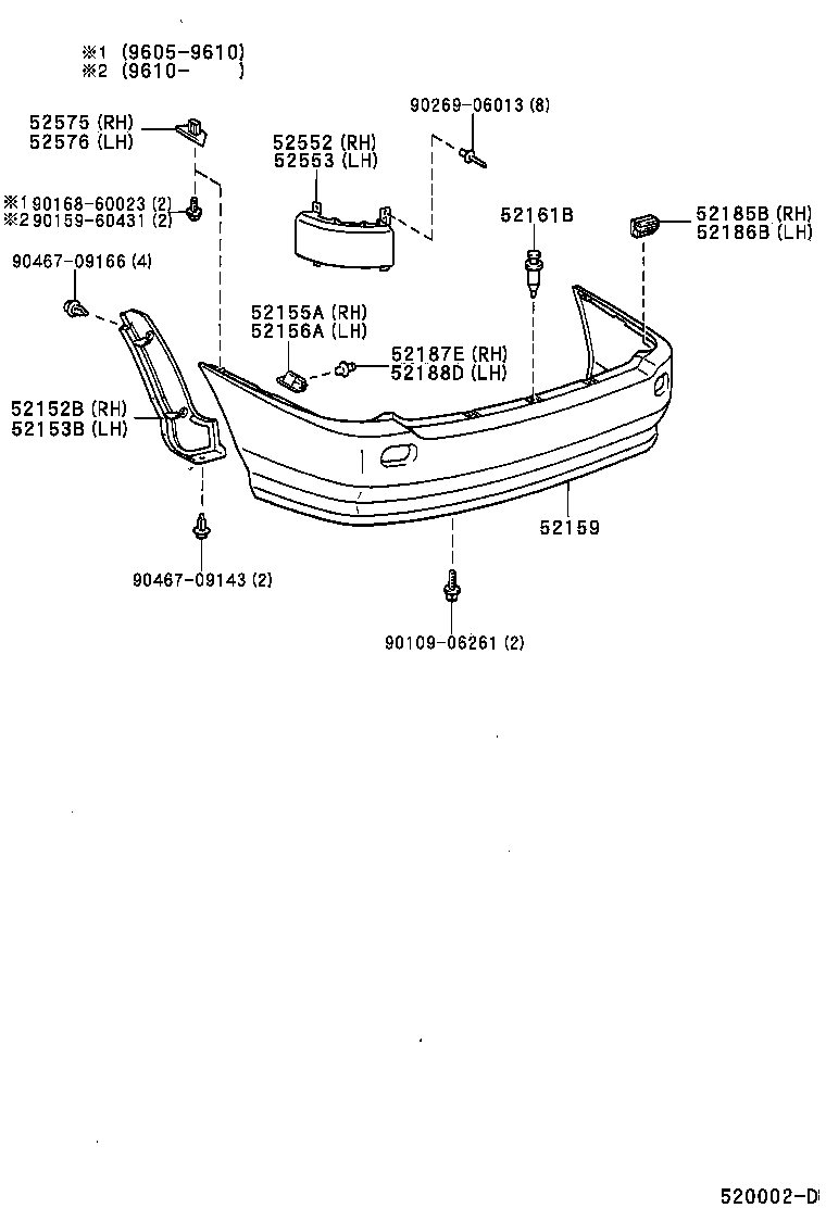 52575-44010 RETAINER, REAR BUMPER SIDE, RH product image