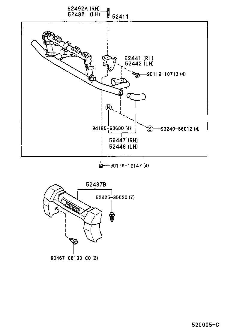 52115-60050 SUPPORT, FRONT BUMPER SIDE, RH product image
