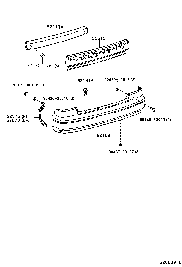 52615-33010 ABSORBER, REAR BUMPER ENERGY product image
