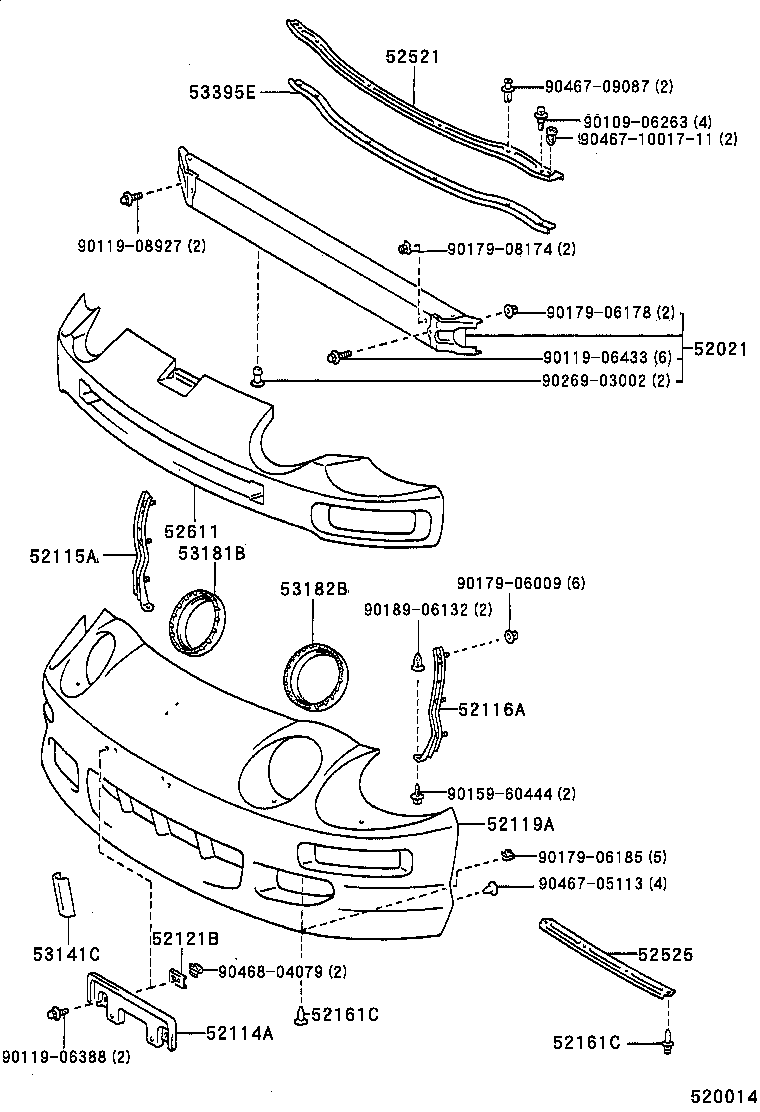 53113-20180 GRILLE, RADIATOR, LOWER LH product image