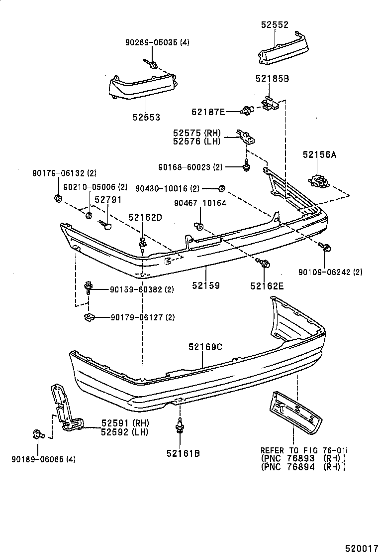 52159-20820 COVER, REAR BUMPER product image