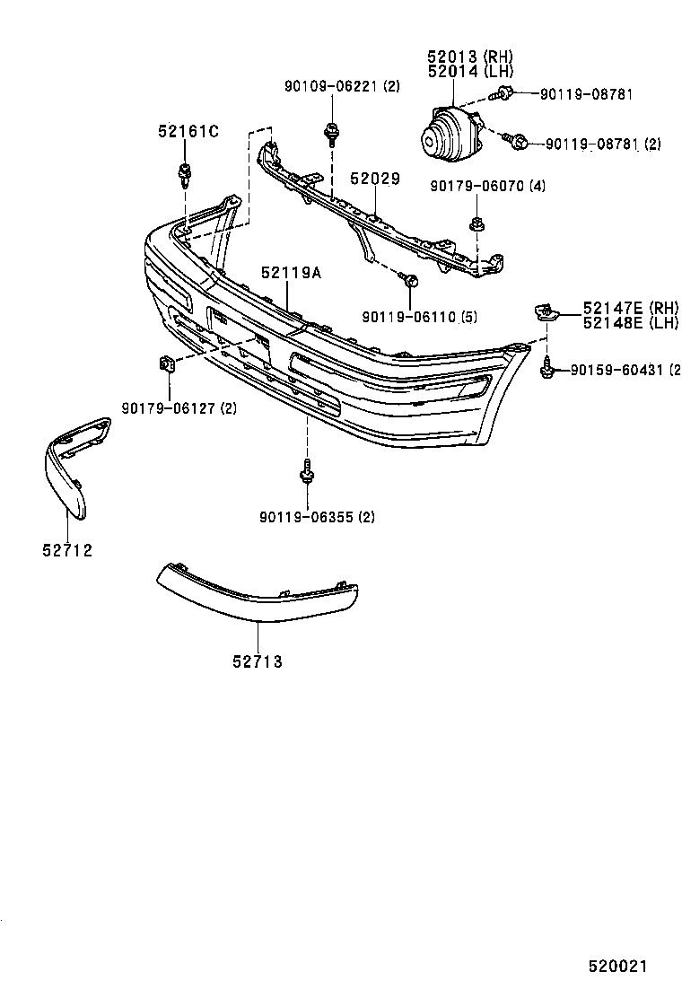 52014-16010 ARM SUB-ASSY, FRONT BUMPER, INNER LH product image