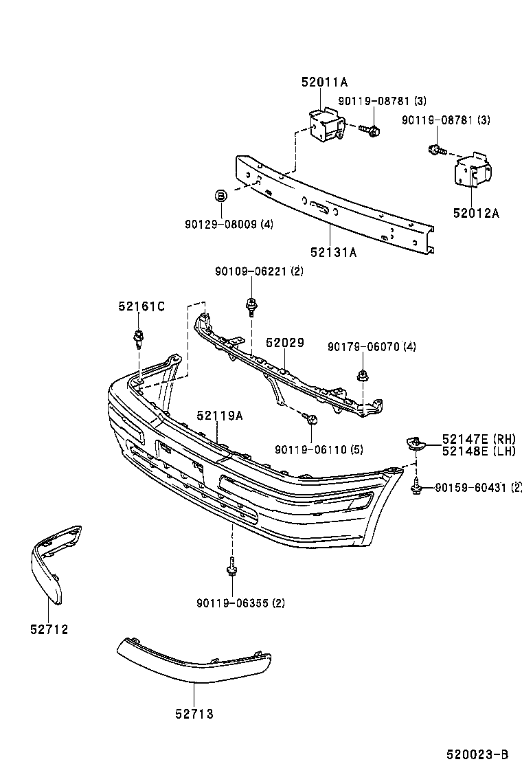Toyota 52029-16050 REINFORCEMENT SUB-ASSY, FRONT BUMPER, UPPER