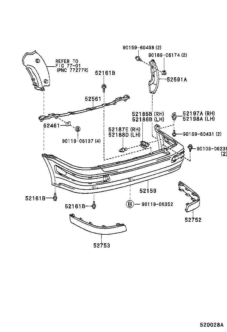 52159-16470 COVER, REAR BUMPER product image