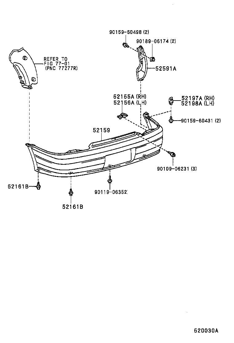 52159-16470 COVER, REAR BUMPER product image
