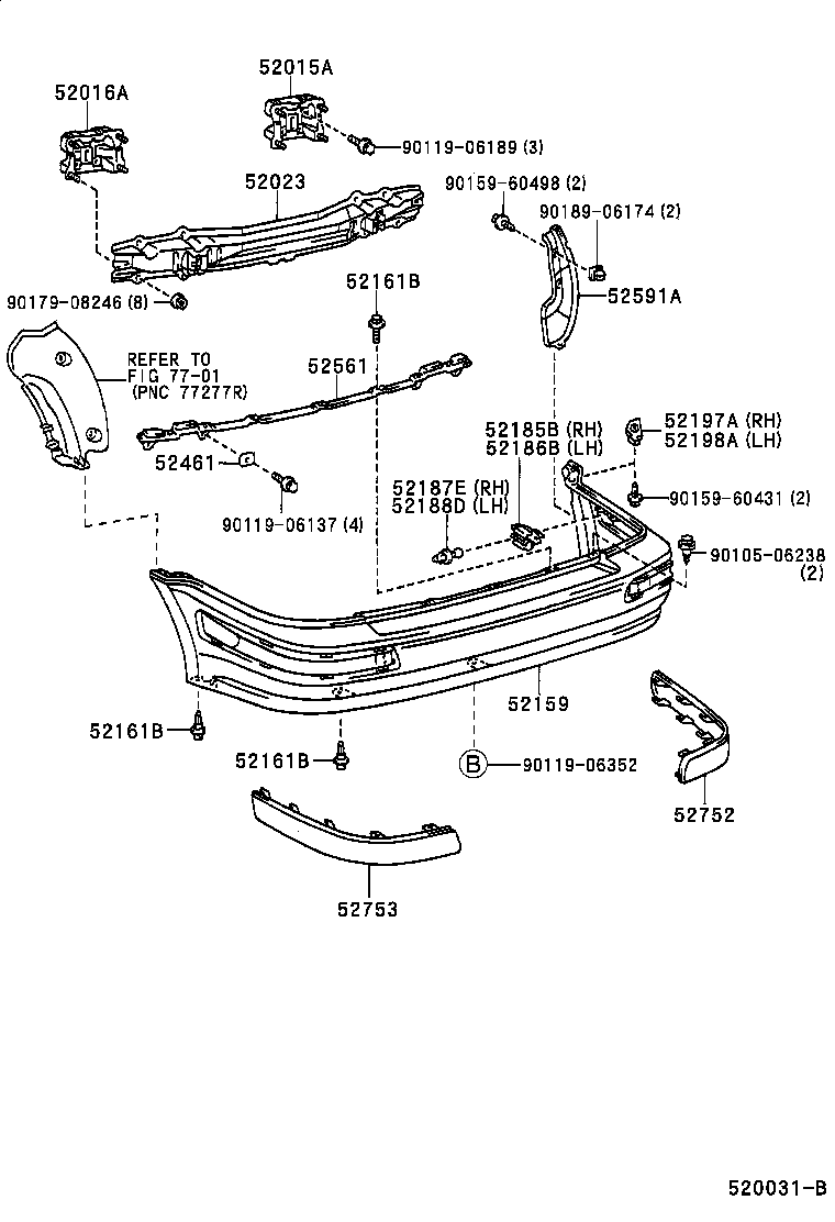 Toyota 52752-16080-B2 MOULDING, REAR BUMPER SIDE, RH
