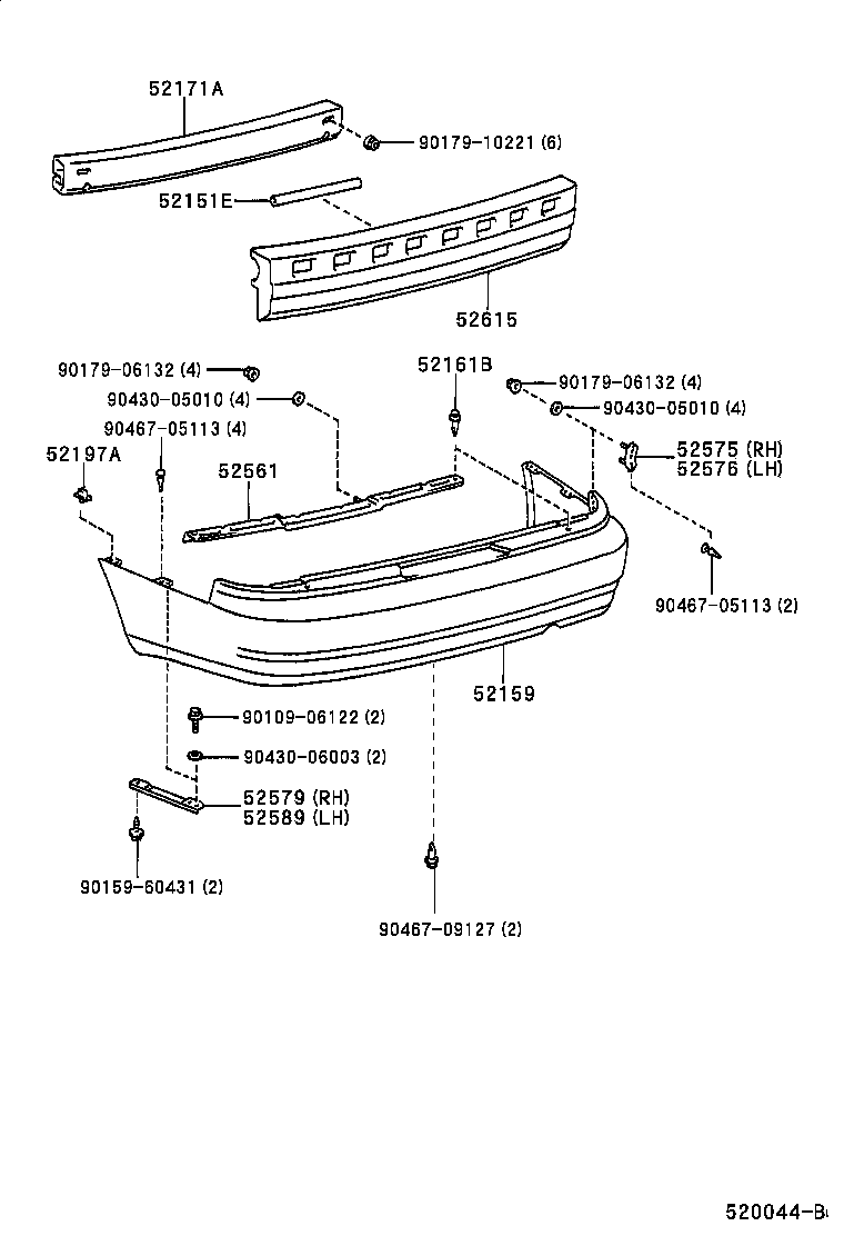 52171-33080 REINFORCEMENT, REAR BUMPER, NO.1 product image