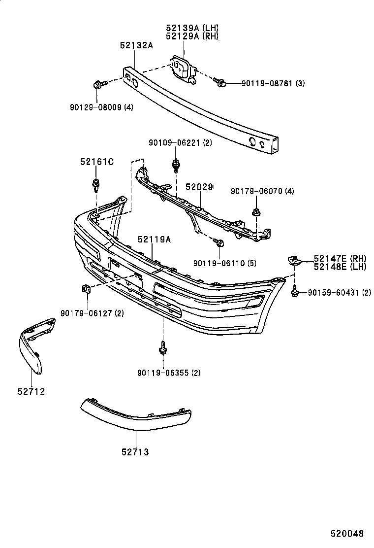52014-16010 ARM SUB-ASSY, FRONT BUMPER, INNER LH product image