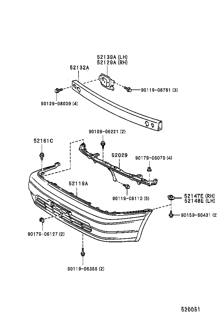 52014-16010 ARM SUB-ASSY, FRONT BUMPER, INNER LH product image