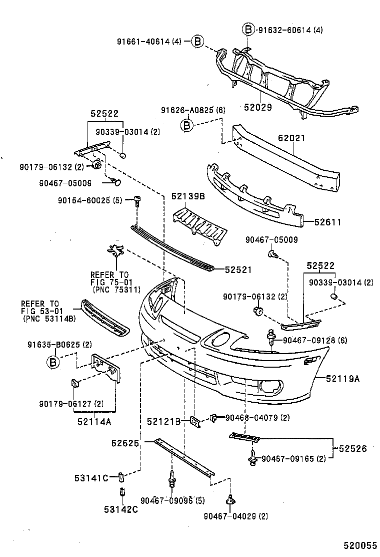 52021-24040 REINFORCEMENT SUB-ASSY, FRONT BUMPER product image
