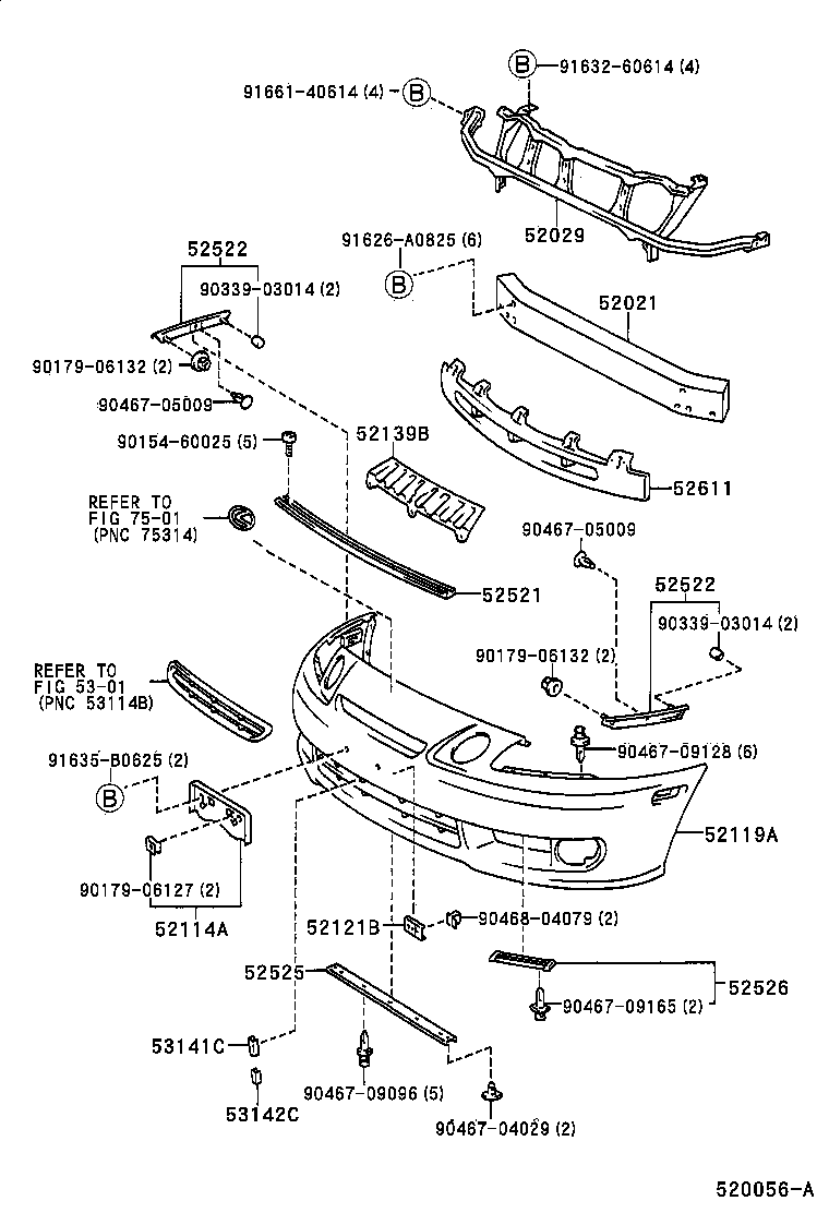 Toyota 52131-24050 REINFORCEMENT SUB-ASSY, FRONT BUMPER