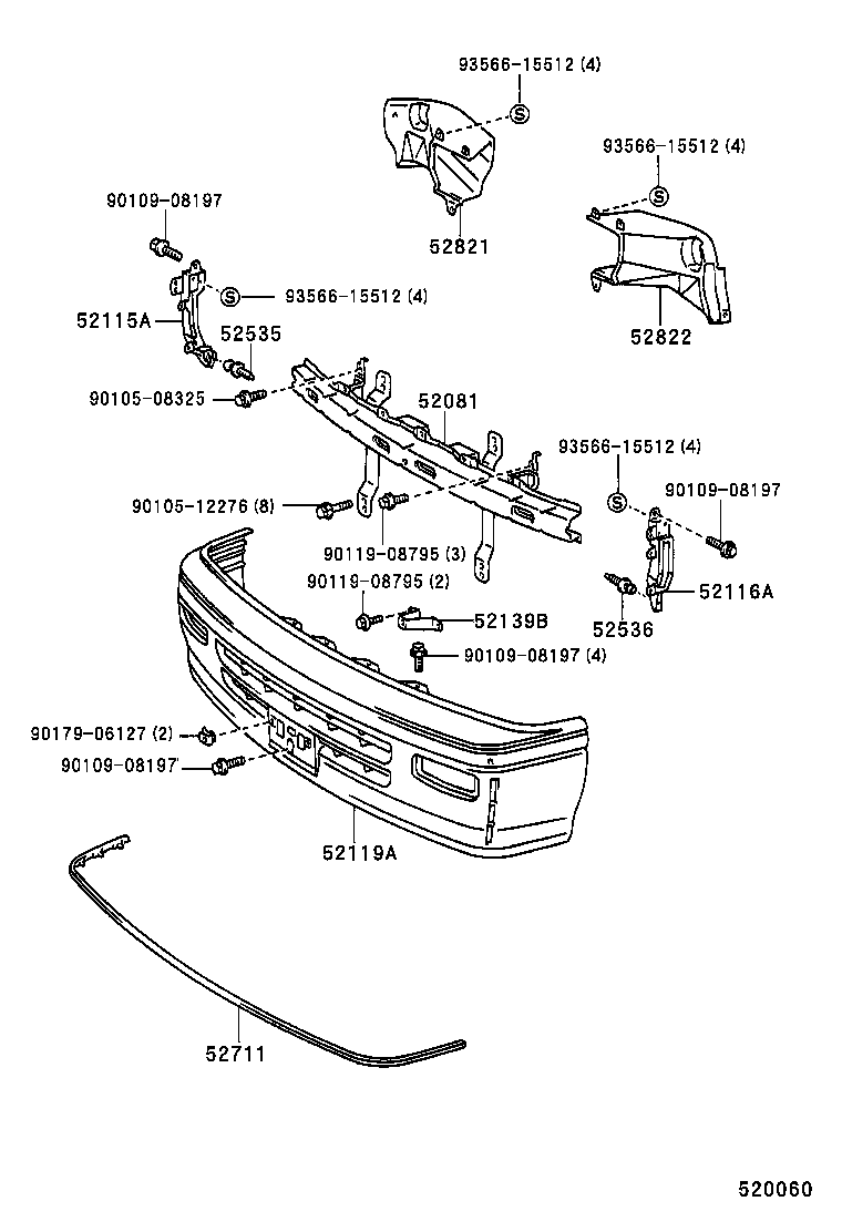 52115-95J02 SUPPORT, FRONT BUMPER SIDE, RH product image