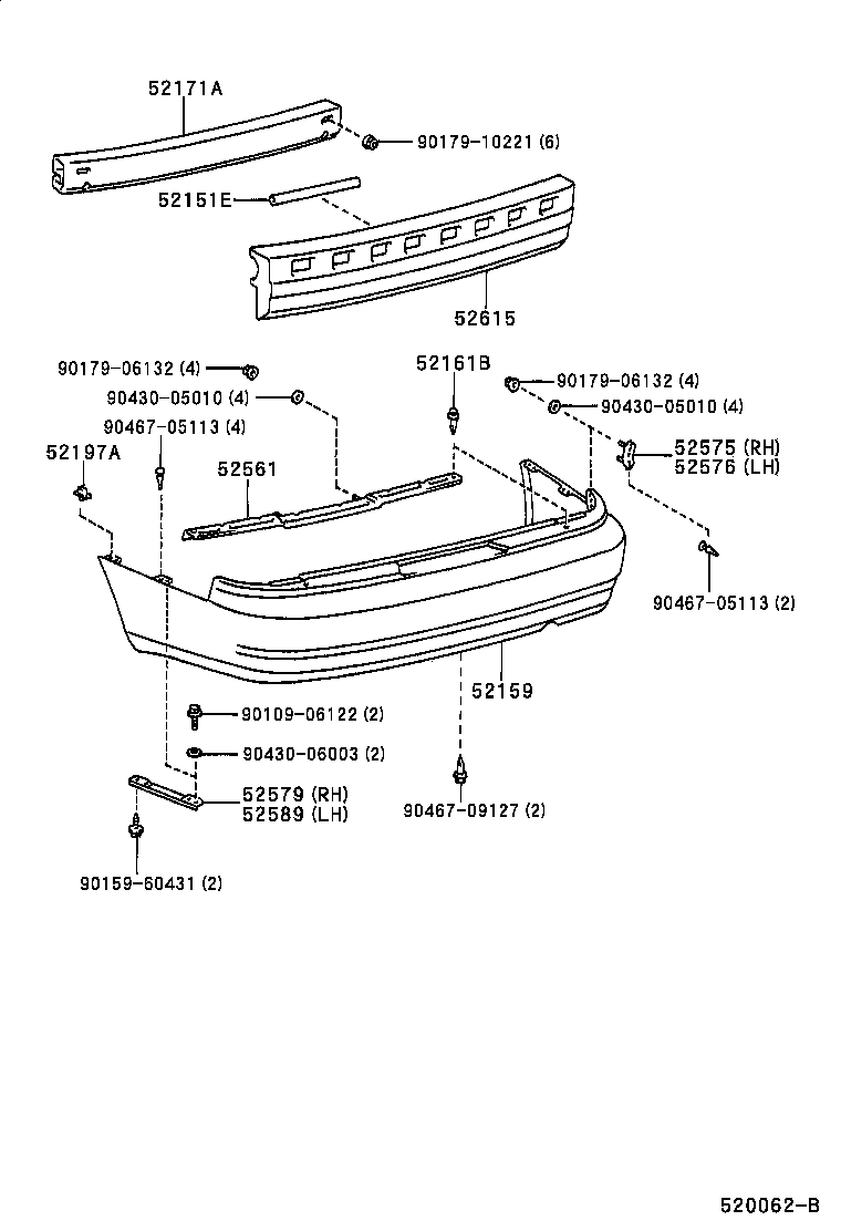 52197-33010 BRACKET, REAR BUMPER SEAL, RH product image