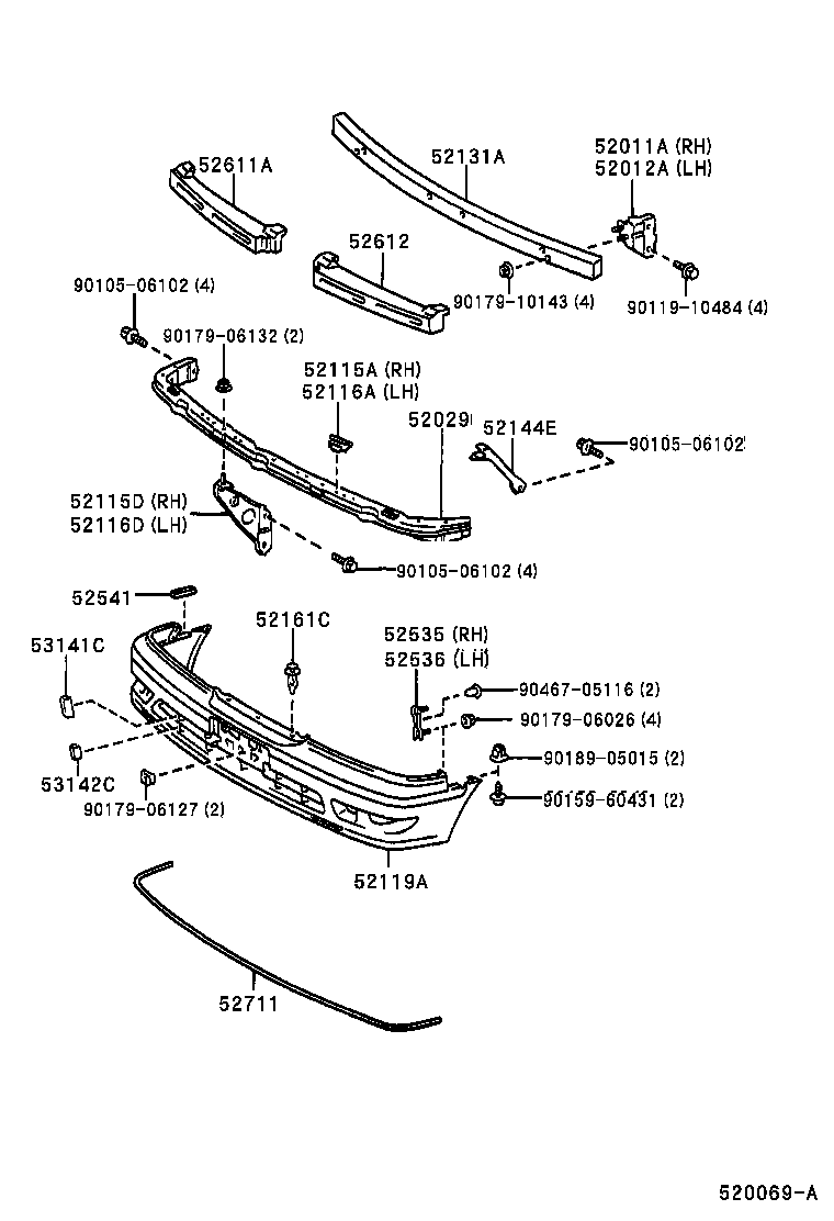 52116-22170 SUPPORT, FRONT BUMPER SIDE, NO.2 LH product image