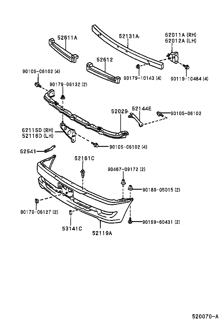 52116-22180 SUPPORT, FRONT BUMPER SIDE, NO.2 LH product image