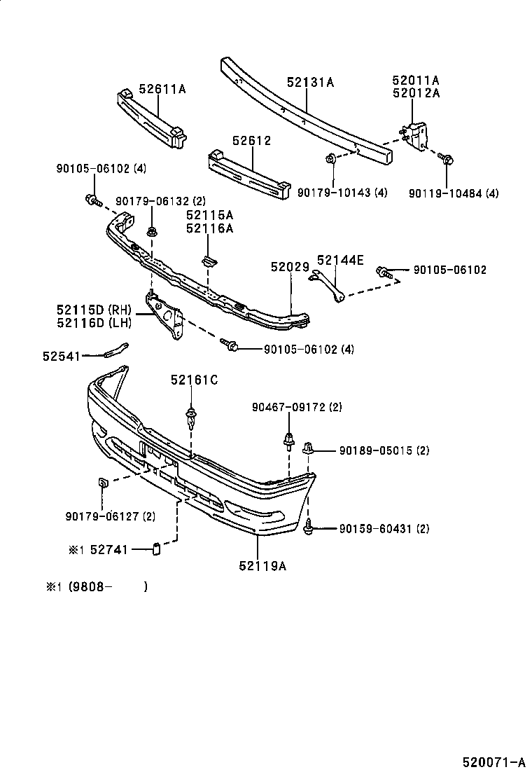 52144-22280 STAY, FRONT BUMPER, CENTER product image