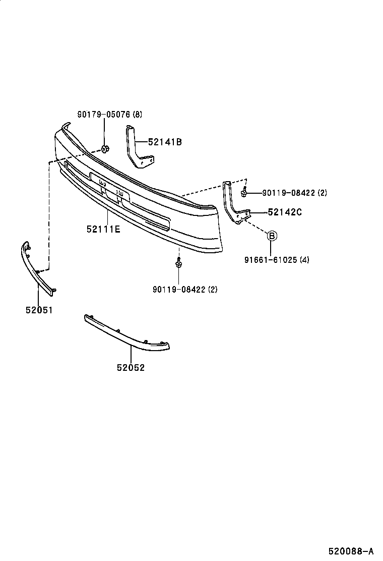 52102-0B060-A0 EXTENSION, FRONT BUMPER, RH product image