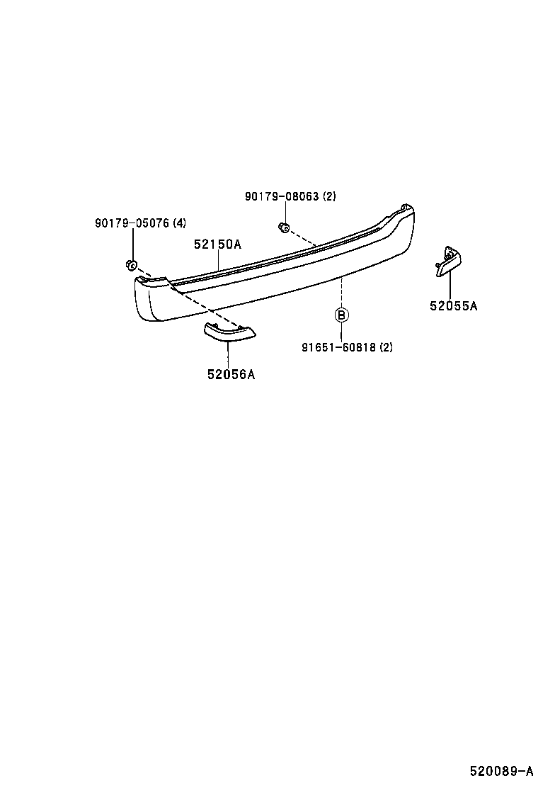52155-0B010 SUPPORT, REAR BUMPER SIDE, RH product image