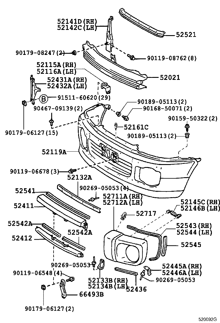 52128-28040 COVER, FRONT BUMPER HOLE, LH product image