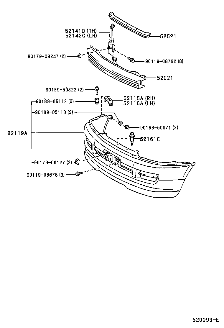 52128-28040 COVER, FRONT BUMPER HOLE, LH product image