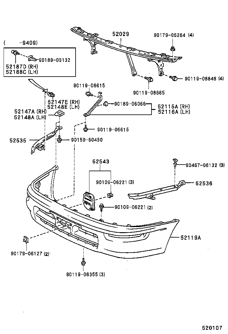 52504-12010 RETAINER, FRONT BUMPER SIDE, LH product image