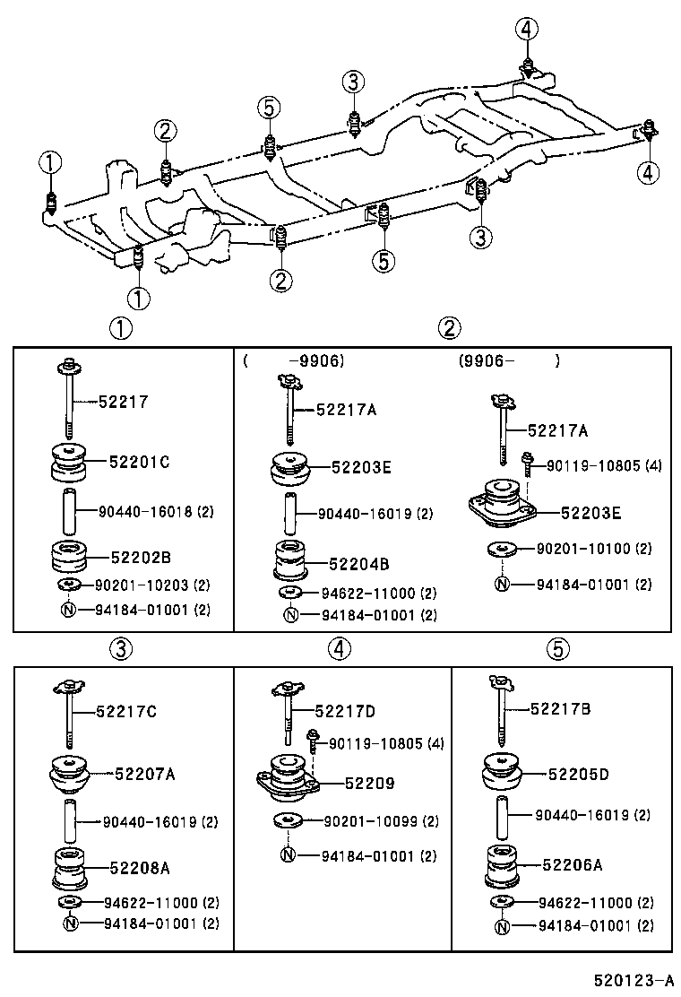 Toyota 52203-35200 CUSHION SUB-ASSY, CAB MOUNTING, NO.2
