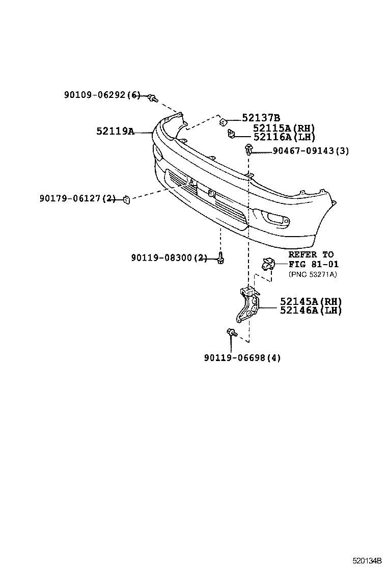 52128-26030-B1 COVER, FRONT BUMPER HOLE, LH product image