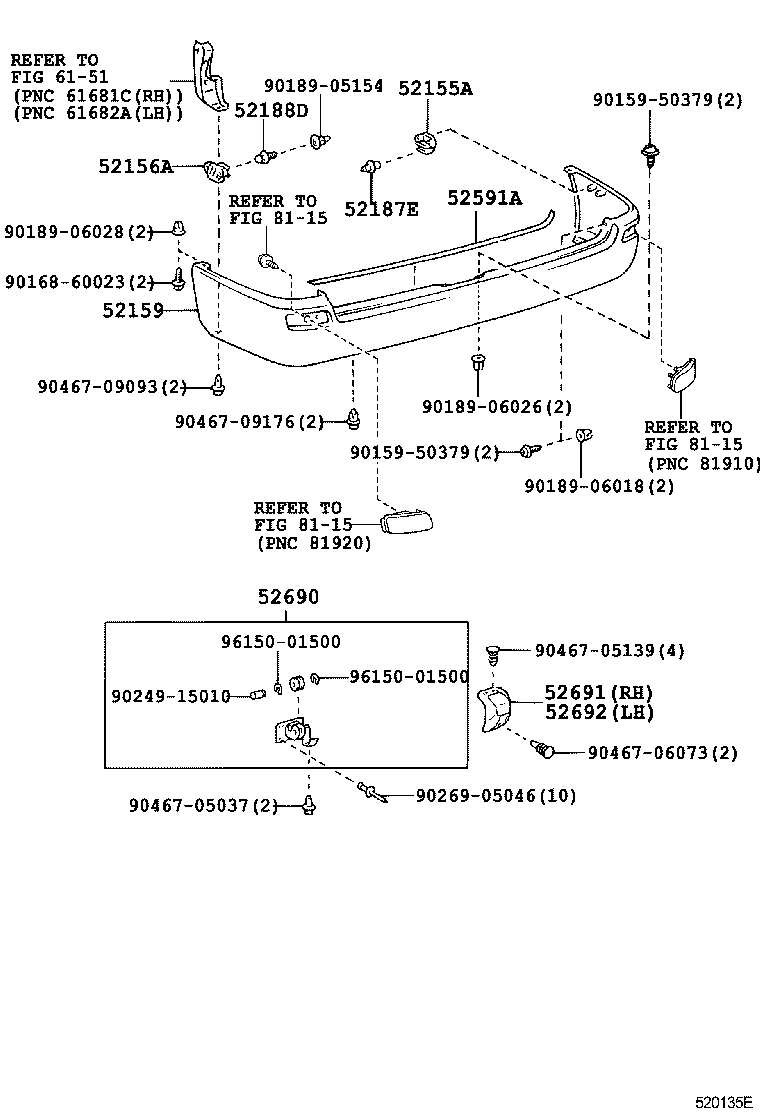 52159-26150 COVER, REAR BUMPER product image