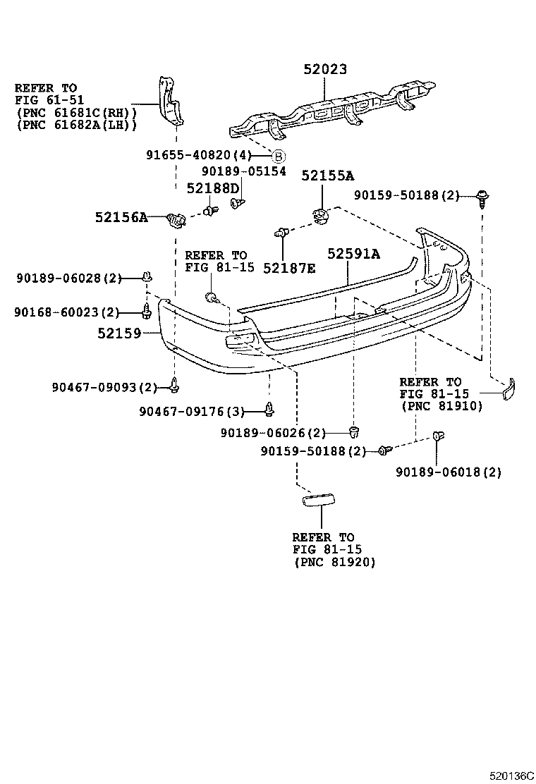 52159-26150 COVER, REAR BUMPER product image