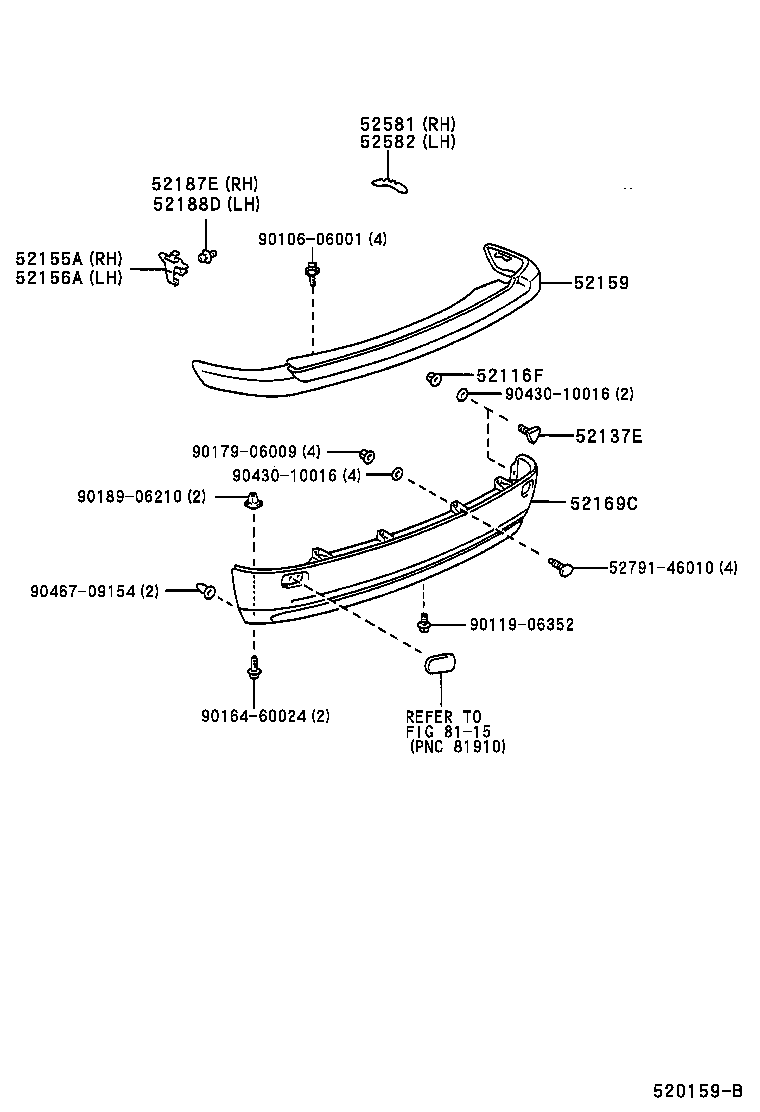 52591-46010 SEAL, REAR BUMPER SIDE, RH product image