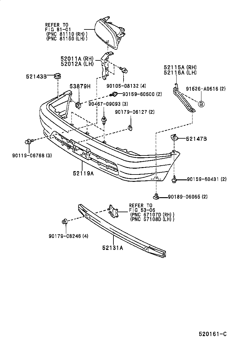 52142-12340 ARM, FRONT BUMPER, LH product image
