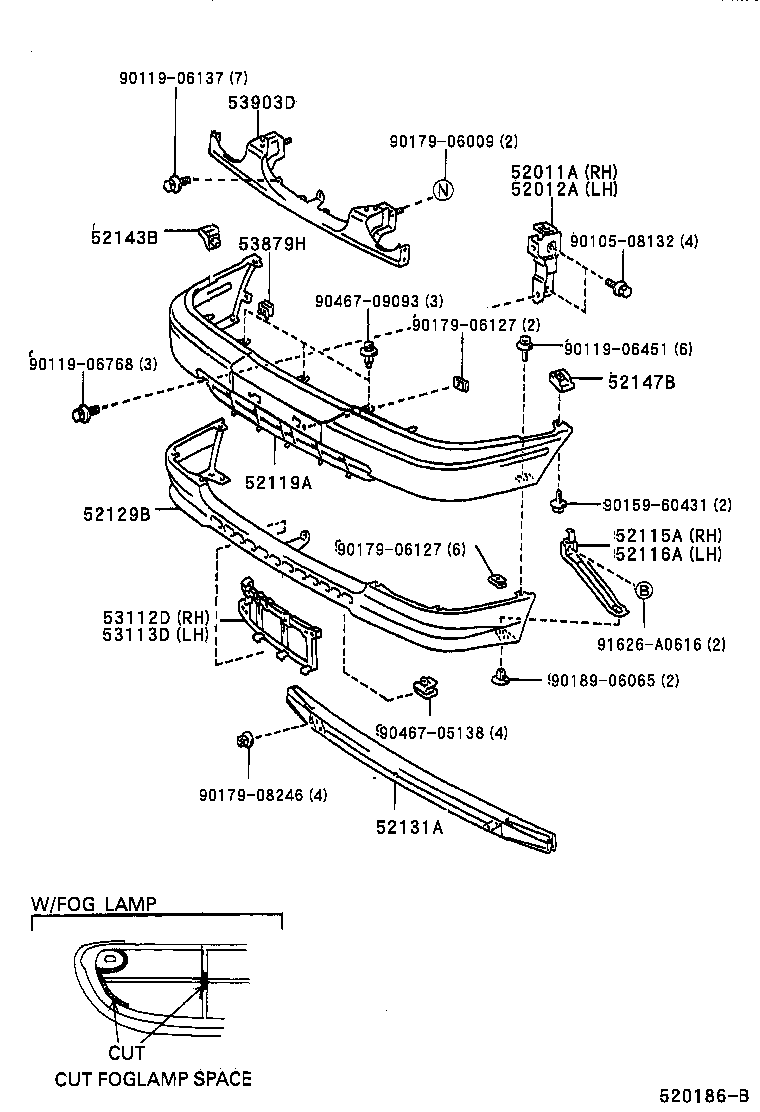 53879-02010 RETAINER, FRONT FENDER LINER product image