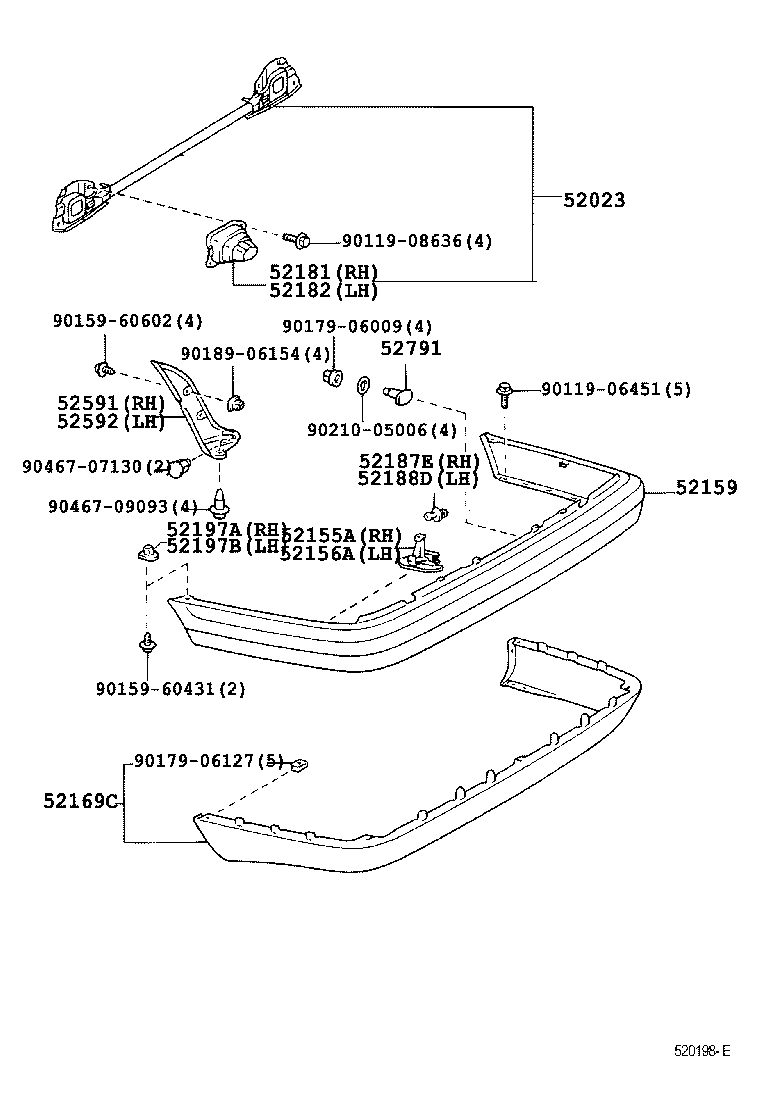 52155-12230 SUPPORT, REAR BUMPER SIDE, RH product image