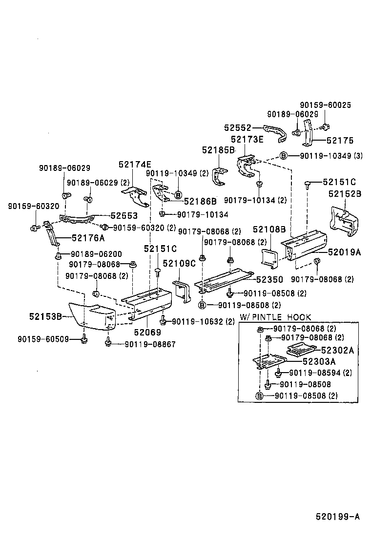 52069-60041 BAR SUB-ASSY, REAR BUMPER, LH product image