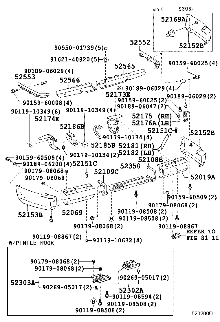 52182-60010 ARM, REAR BUMPER, LH product image