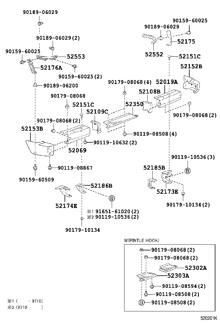 Toyota 52462-60021 PAD, REAR BUMPER, RH