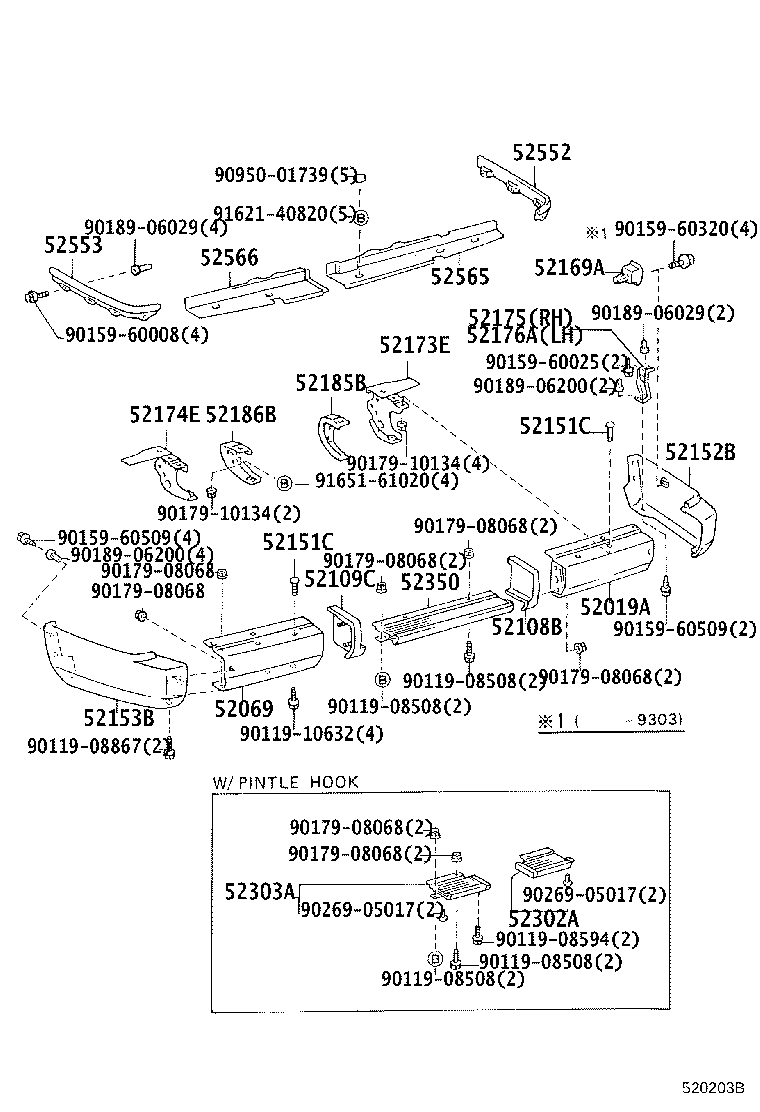 52069-60041 BAR SUB-ASSY, REAR BUMPER, LH product image