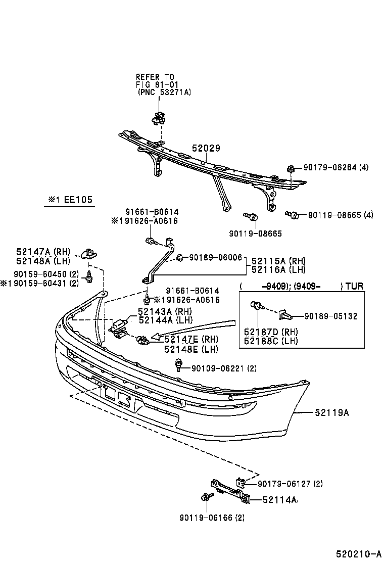 52115-12330 SUPPORT, FRONT BUMPER SIDE, RH product image