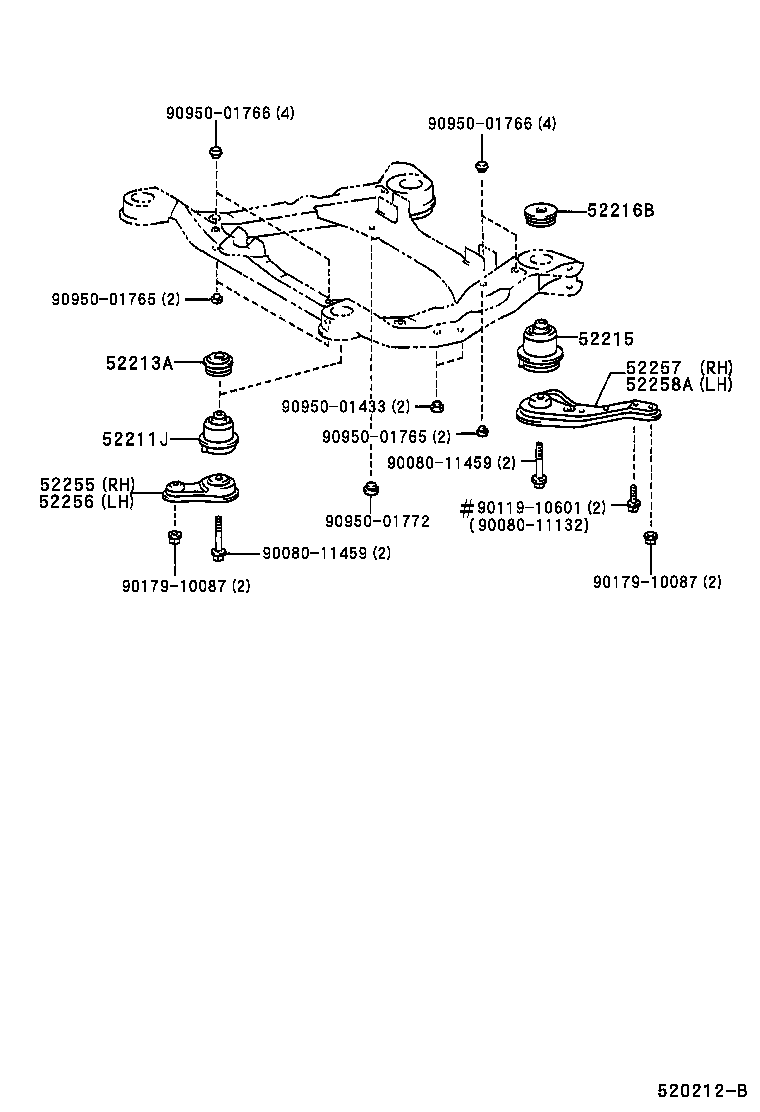 Toyota 52257-08010 BRACE, FRONT SUSPENSION MEMBER, REAR RH