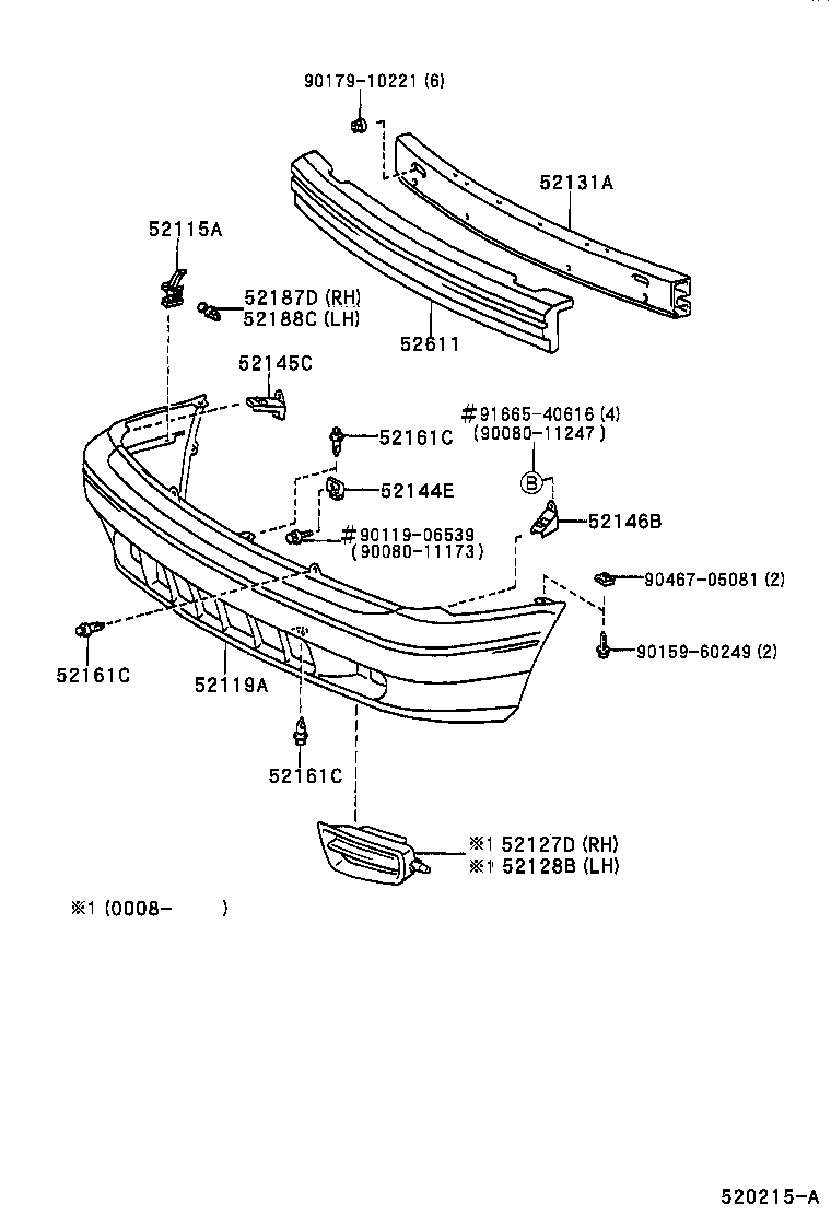 Toyota 52611-08020 ABSORBER, FRONT BUMPER ENERGY