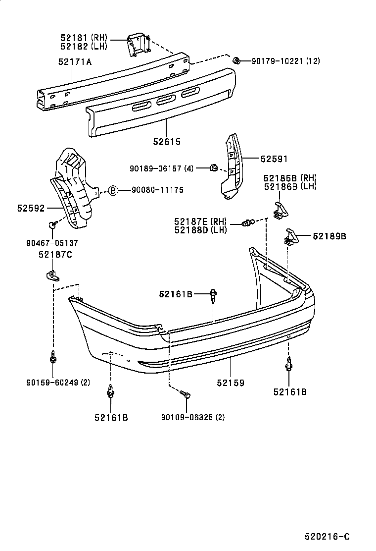 52182-08010 ARM, REAR BUMPER, LH product image