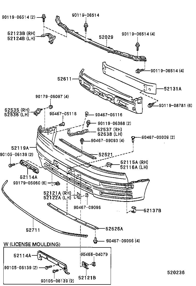 52114-50900 BRACKET, FRONT BUMPER EXTENSION MOUNTING product image