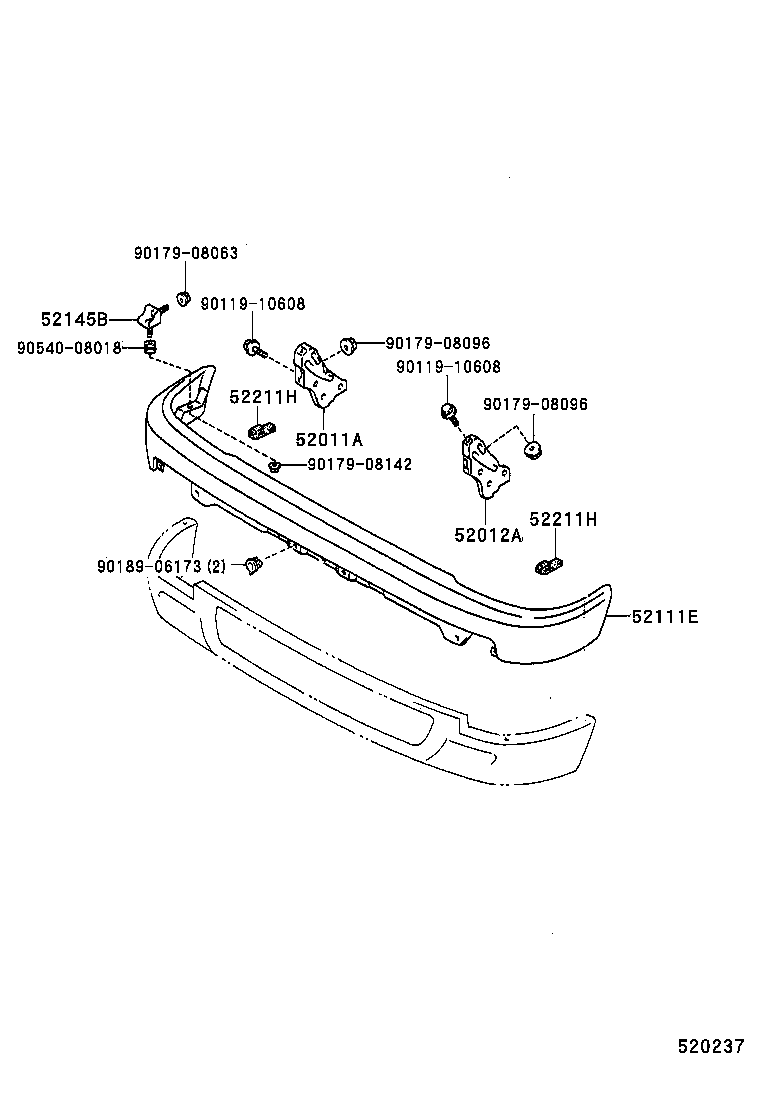 52102-89110 EXTENSION, FRONT BUMPER, RH product image