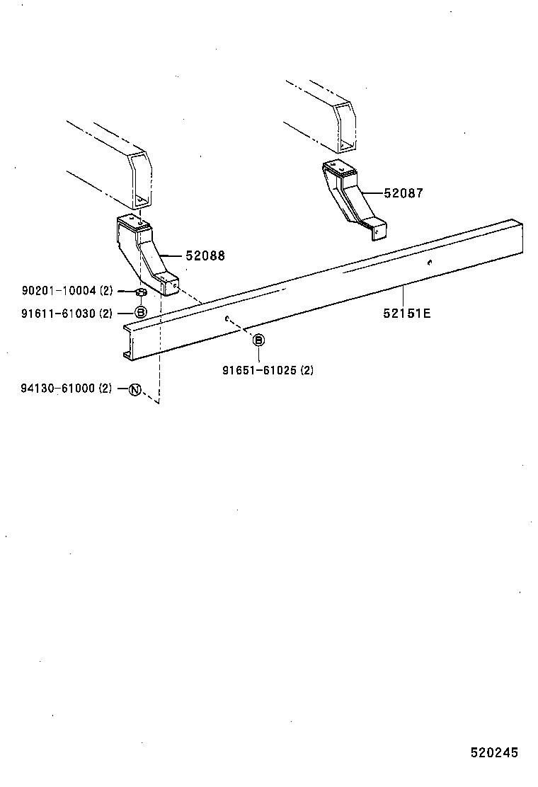 52087-37070 STAY SUB-ASSY, REAR BUMPER SIDE, RH product image