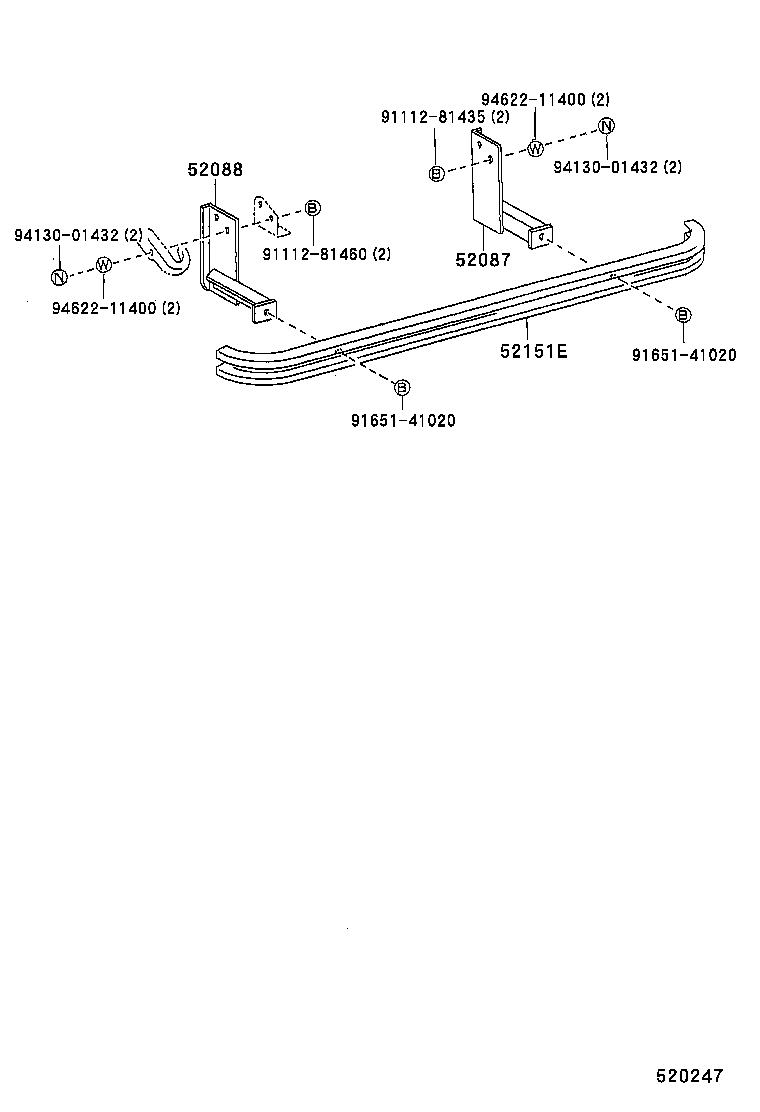 52087-37070 STAY SUB-ASSY, REAR BUMPER SIDE, RH product image