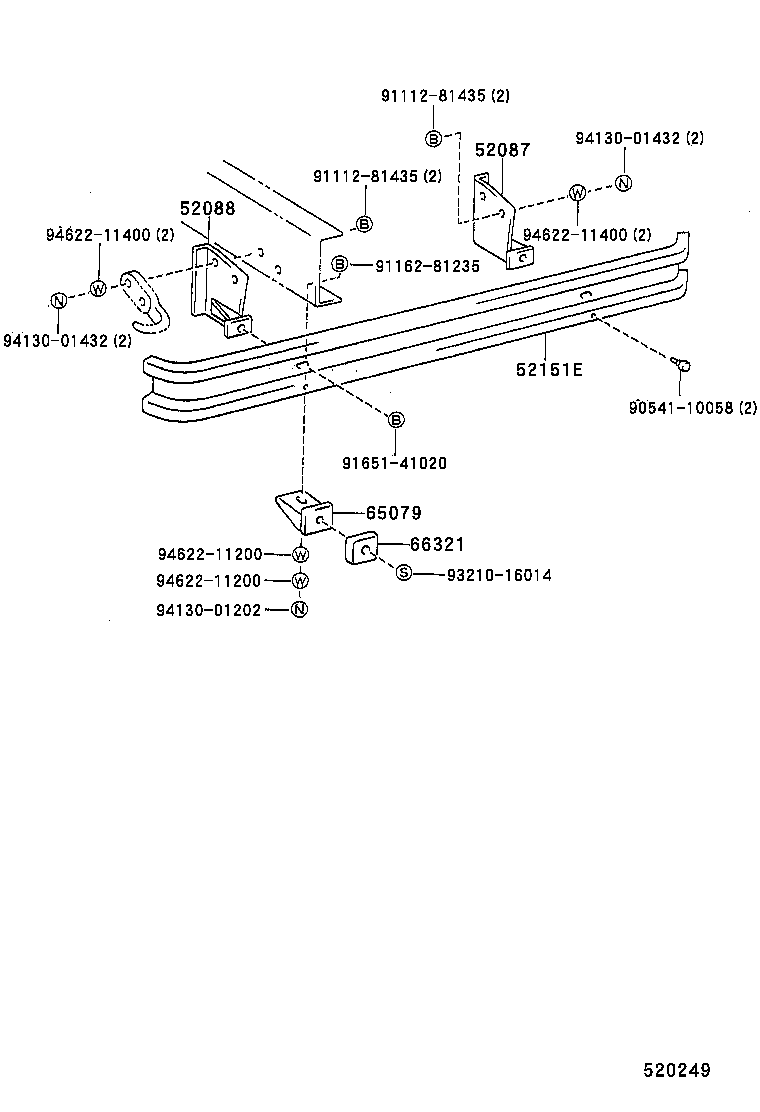 52151-92800 BAR, REAR BUMPER product image