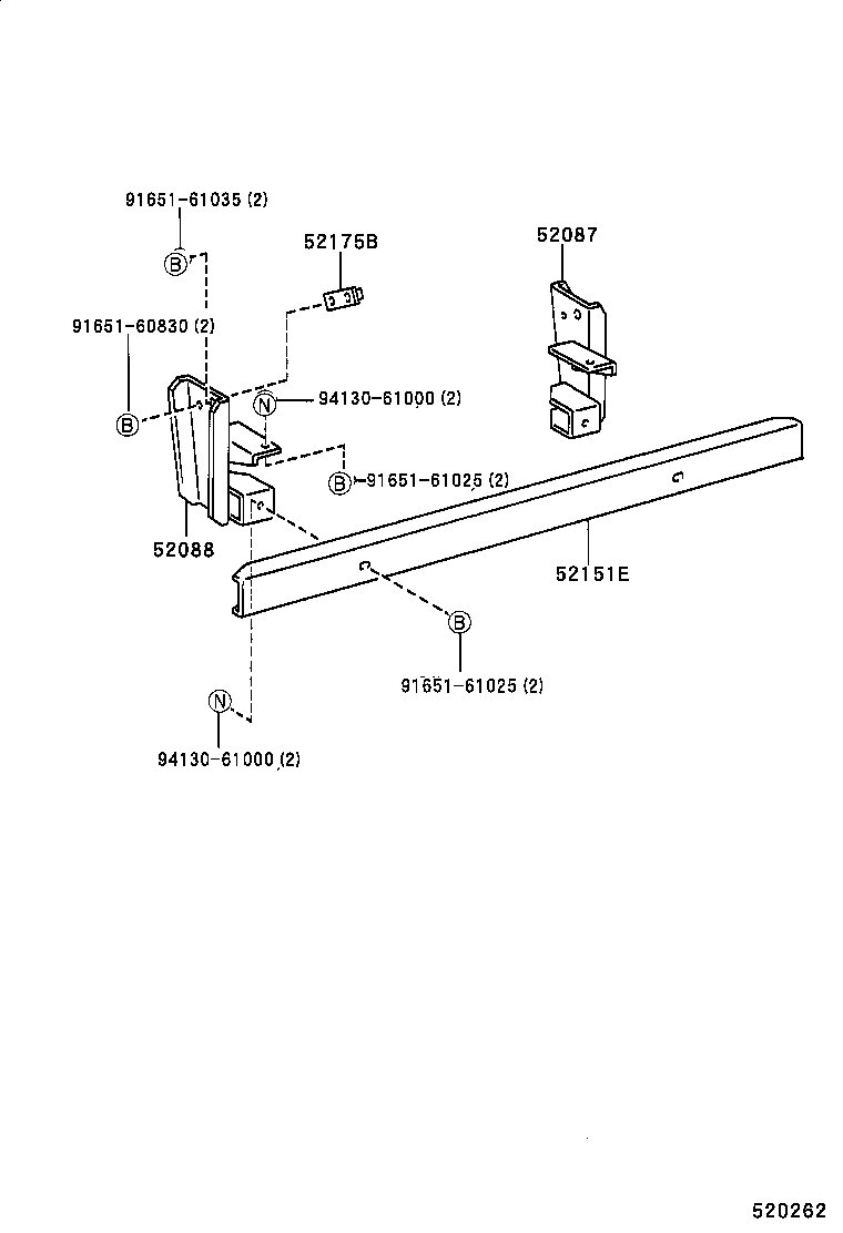 52087-37070 STAY SUB-ASSY, REAR BUMPER SIDE, RH product image