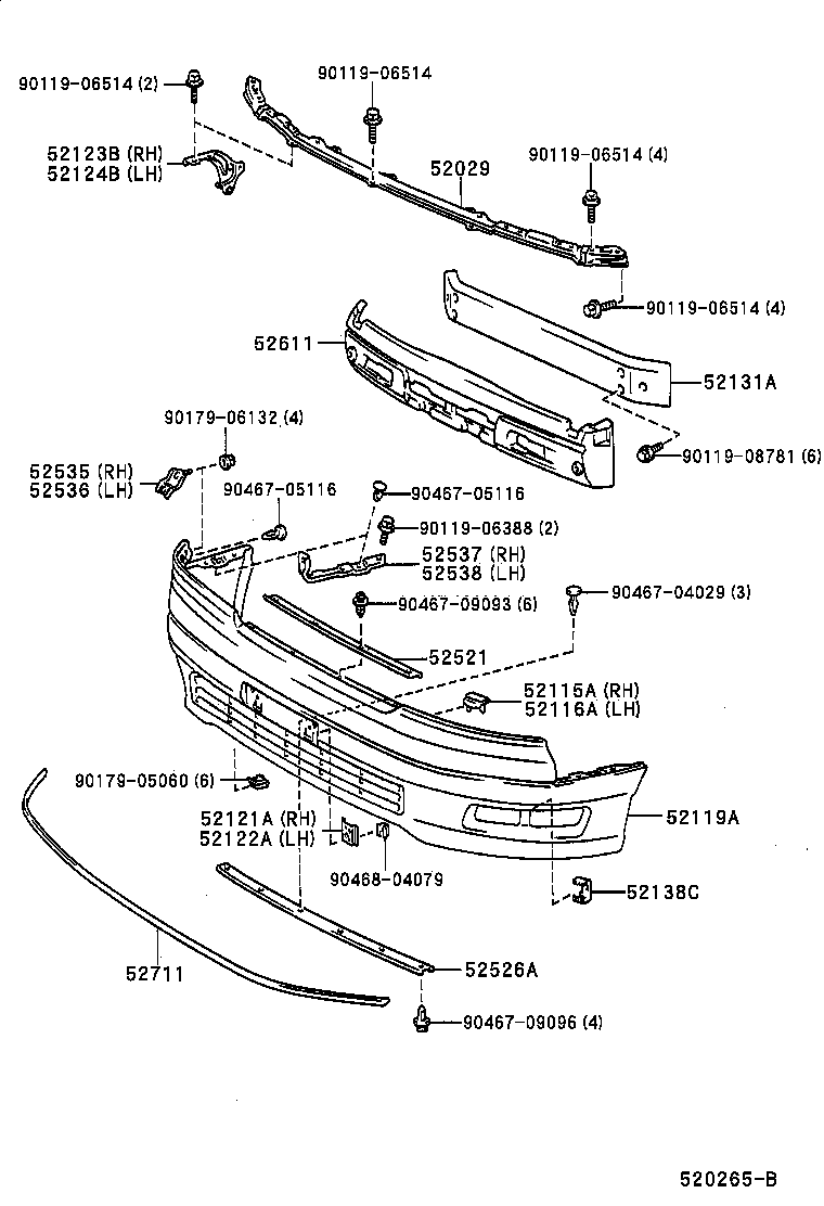 Toyota 52536-50020 RETAINER, FRONT BUMPER SIDE, LH