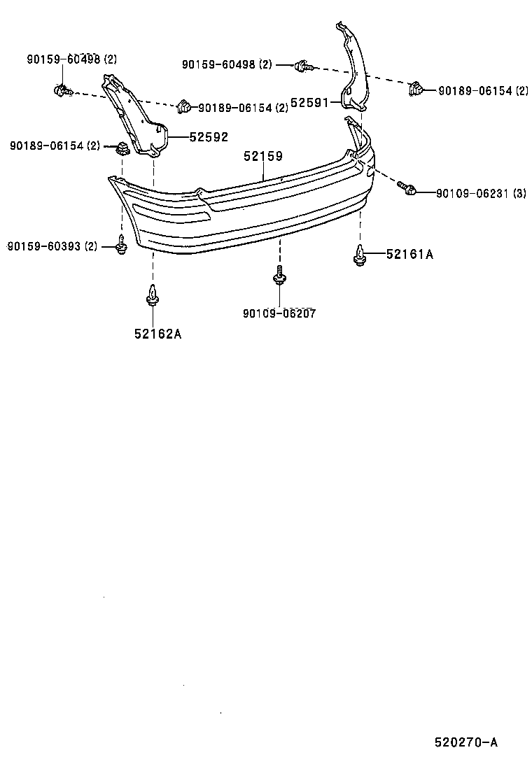 52159-10220 COVER, REAR BUMPER product image