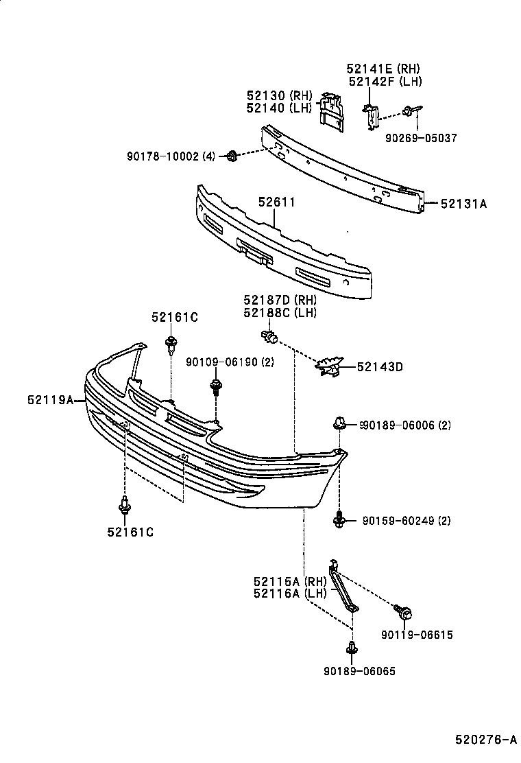 Toyota 52611-02040 ABSORBER, FRONT BUMPER ENERGY